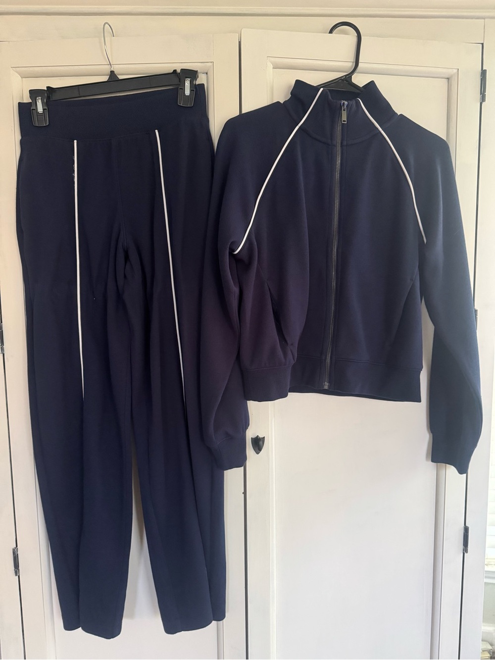 Spanx Women's Navy Track Pant with White Piping